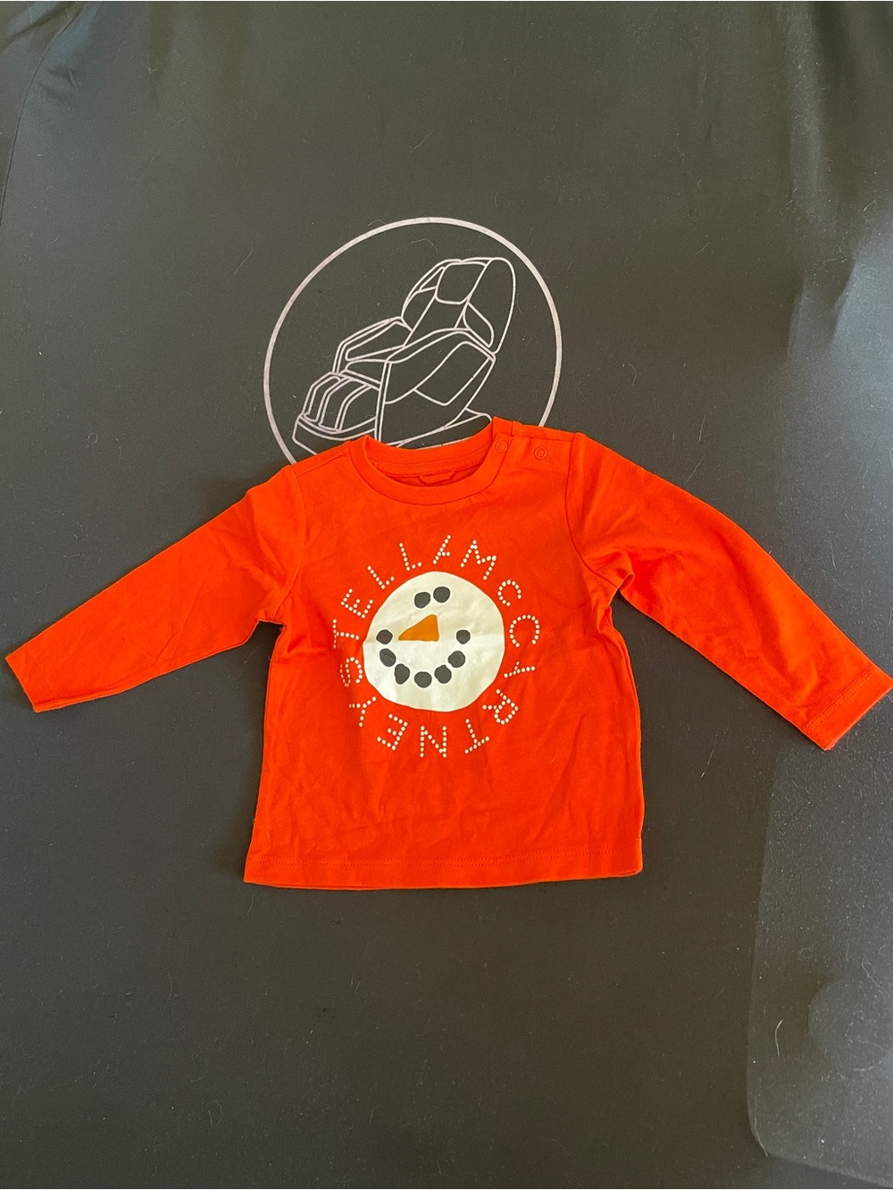 New Stella McCartney baby Orange Long-Sleeve Snowman Graphic Tee, 6Mth